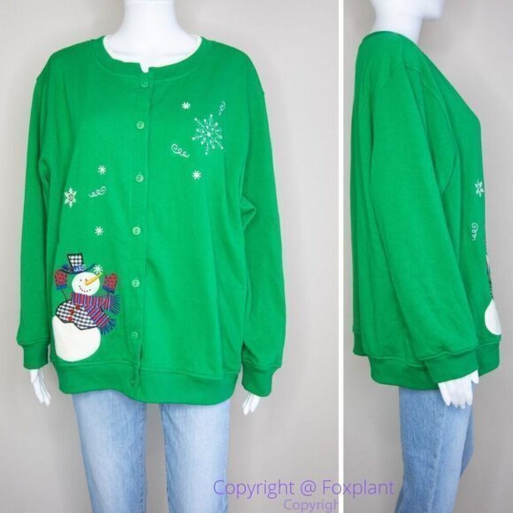 NWT Extra Shenanigans green Christmas holiday fleece lined sweatshirt,‎ size 1X